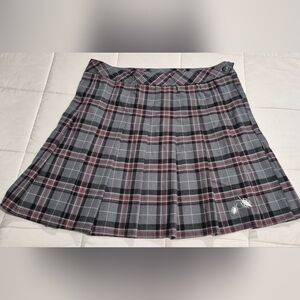 Beetlejuice Plaid Gray and Red Women's Skirt